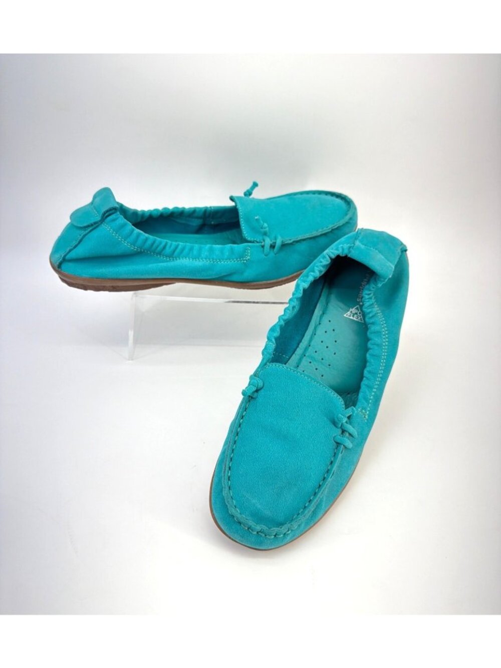 Hush Puppies Hyperflex Moccasins Teal Suede Slip on Loafers Womens Size 10